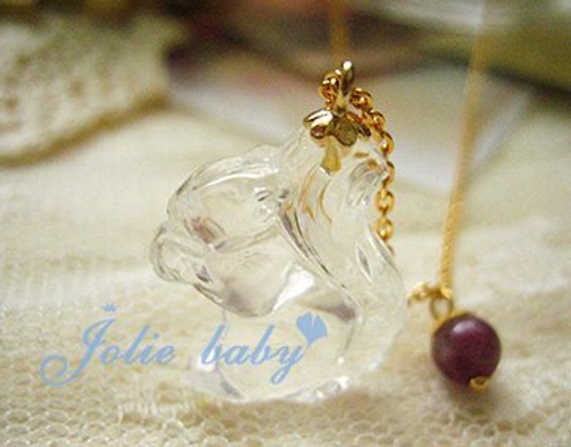 [Jolie baby]晶透---施华洛立体松鼠水晶天然碧玺项炼 - 项链 - 宝石 