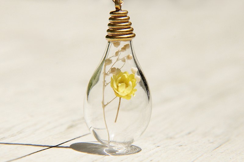 / 森林女孩 / 英式透明感玻璃球项链 - 黄色花朵 - 项链 - 玻璃 黄色