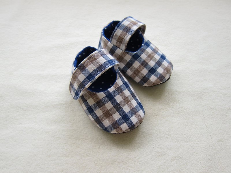 日系格纹(咖啡色)-婴儿宝贝弥月组-宝宝鞋 - 婴儿鞋 - 其他材质 咖啡色