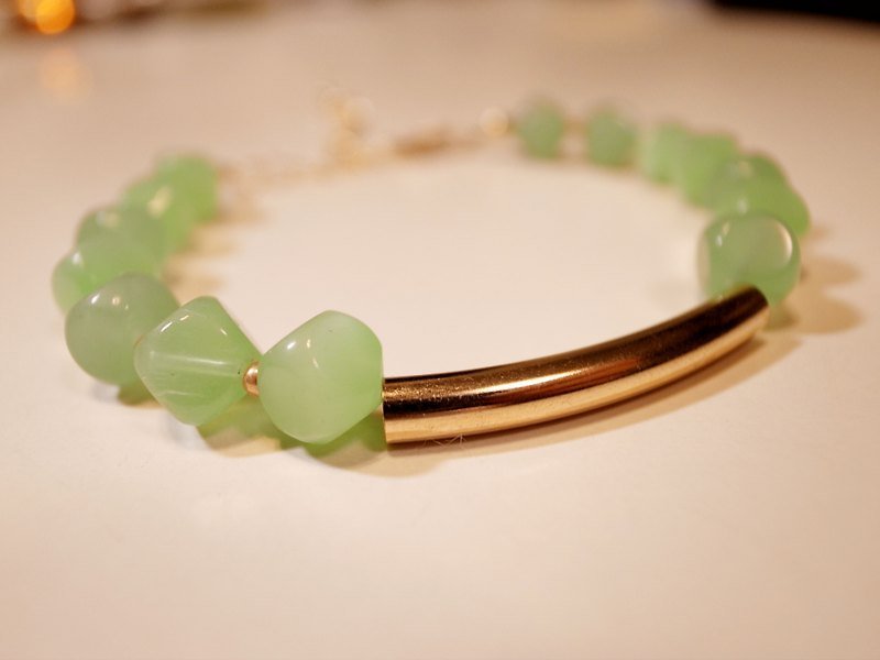 薄荷立方微笑铜管手链 - 手链/手环 - 其他材质 绿色