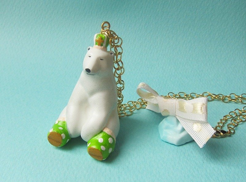 裸の王様 シロクマと氷山のネックレス [green] - 项链 - 塑料 白色