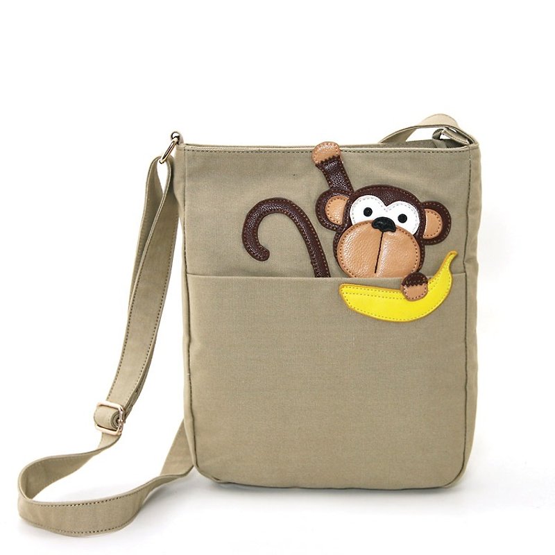 Sleepyville Critters酷乐村 美国设计-超萌可爱小猴子童趣造型动物肩包84567CN - 侧背包/斜挎包 - 其他材质 咖啡色