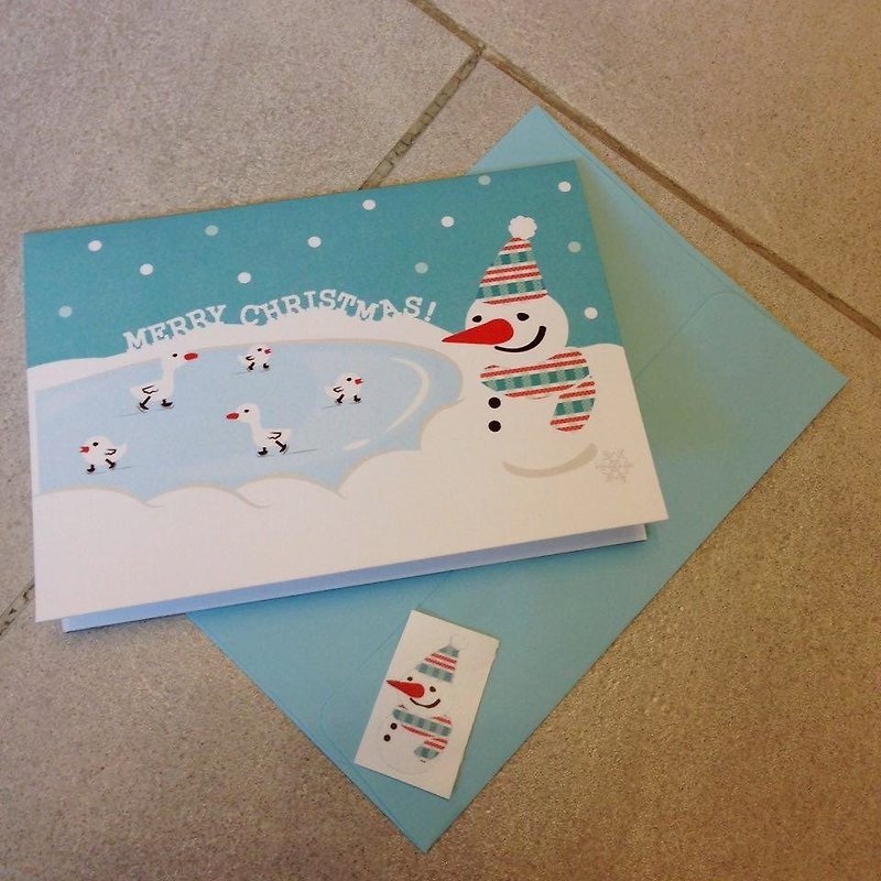 雪人圣诞卡连信封及封口贴纸 - 卡片/明信片 - 纸 