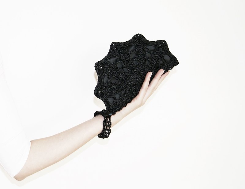 Small Black Wristlet Bag - Black Formal Clutch Bag - Small Evening Bag - Luxury Gift for Her - Evening Dress Handbag - Black Clutch Purse - 其他 - 其他材质 黑色