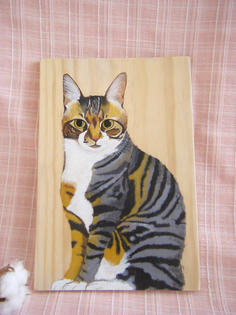 定制手绘猫咪挂画报 - 墙贴/壁贴 - 木头 多色
