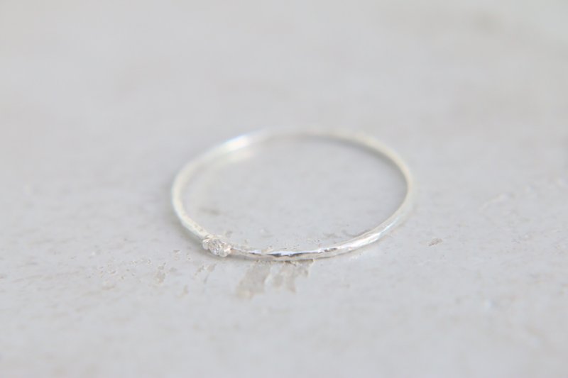 水晶 纯银 戒指（0772)微光 - 戒指 - 宝石 白色