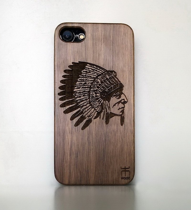 【客製】iPhone系列木質手機殼 Samsung手機殼 免費客制 印第安人 - 手机壳/手机套 - 木头 
