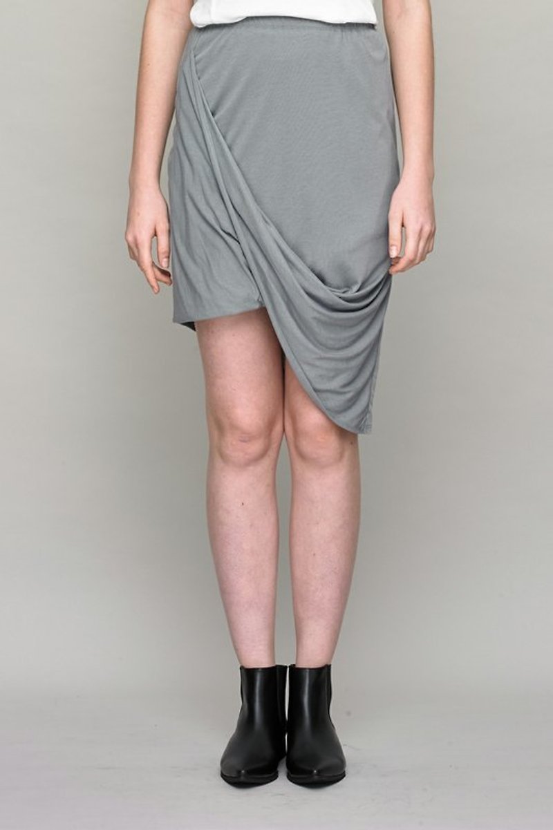 【换季特卖】不对称垂坠裙 - 裙子 - 棉．麻 灰色