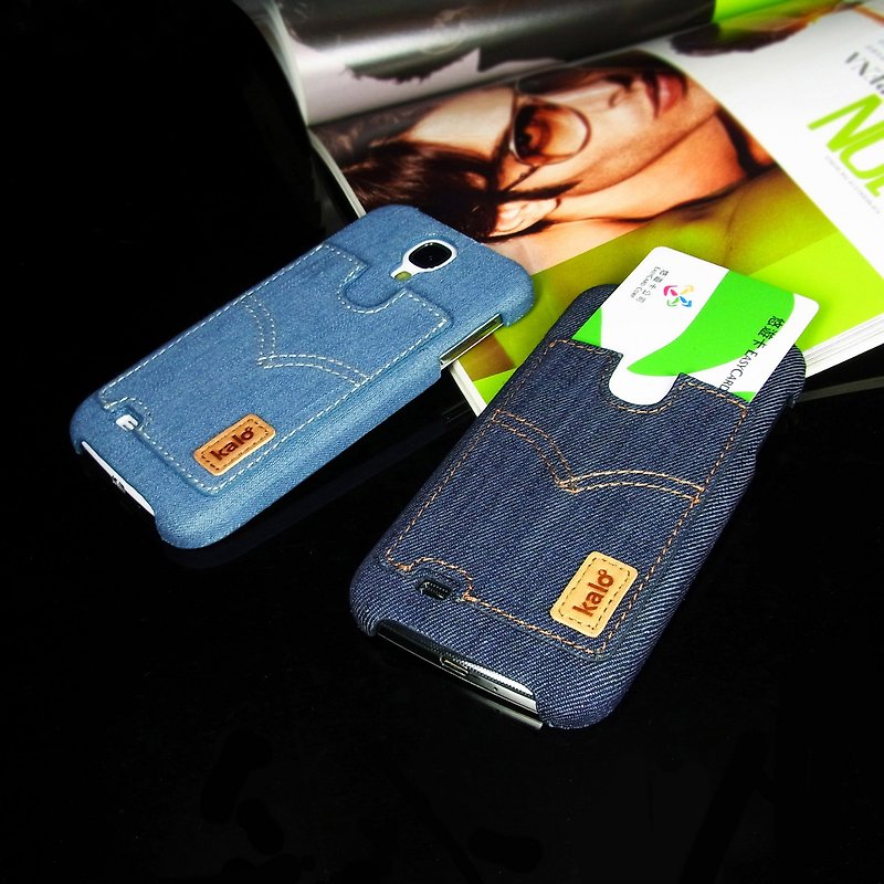 Kalo 卡乐创意 个性丹宁卡片口袋保护壳 for Galaxy S4 - 其他 - 其他材质 蓝色