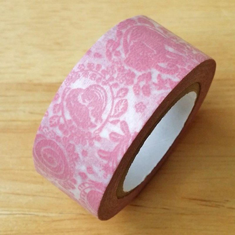 仓敷意匠 x Mihani工房 和纸胶带【花环-粉 (13101-07)】 - 纸胶带 - 纸 粉红色