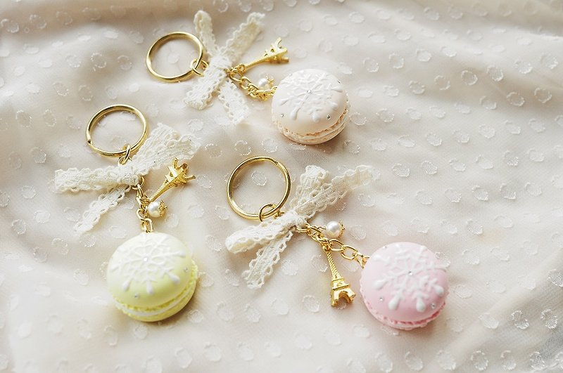 Sweet Dream☆法式风情雪花马卡龙钥匙圈-共3色/婚礼小物 - 钥匙链/钥匙包 - 压克力 粉红色