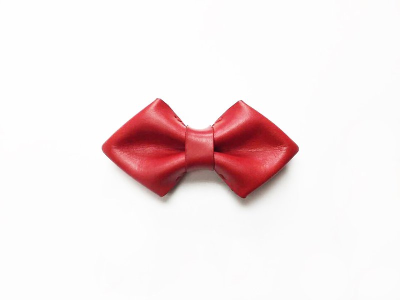 红色皮革菱钻形煲呔【领结】 - 领结/领巾 - 真皮 红色