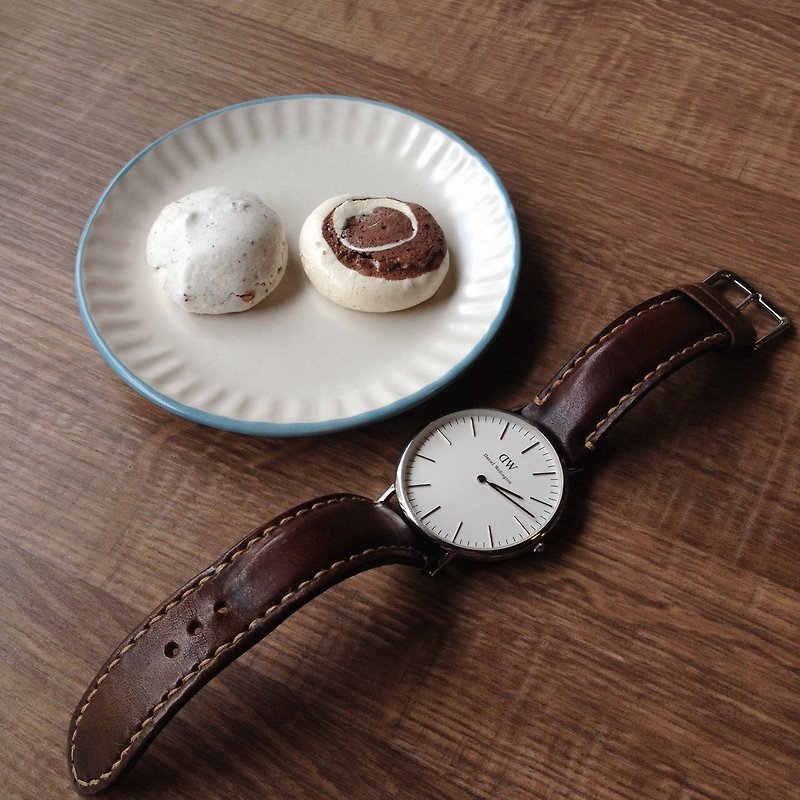 皮革表带 手工表带 - 立体款式 - 女表 - 真皮 咖啡色