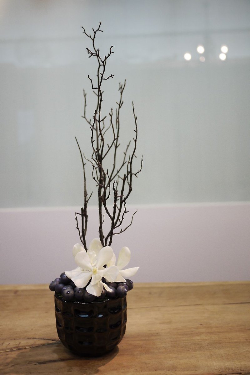 人造花 - 手感树枝+白色万代兰 - 摆饰 - 其他材质 