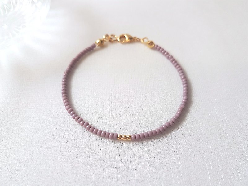 愿望种子 · 黄铜 藕紫色 串珠 细手环 - 手链/手环 - 铜/黄铜 紫色