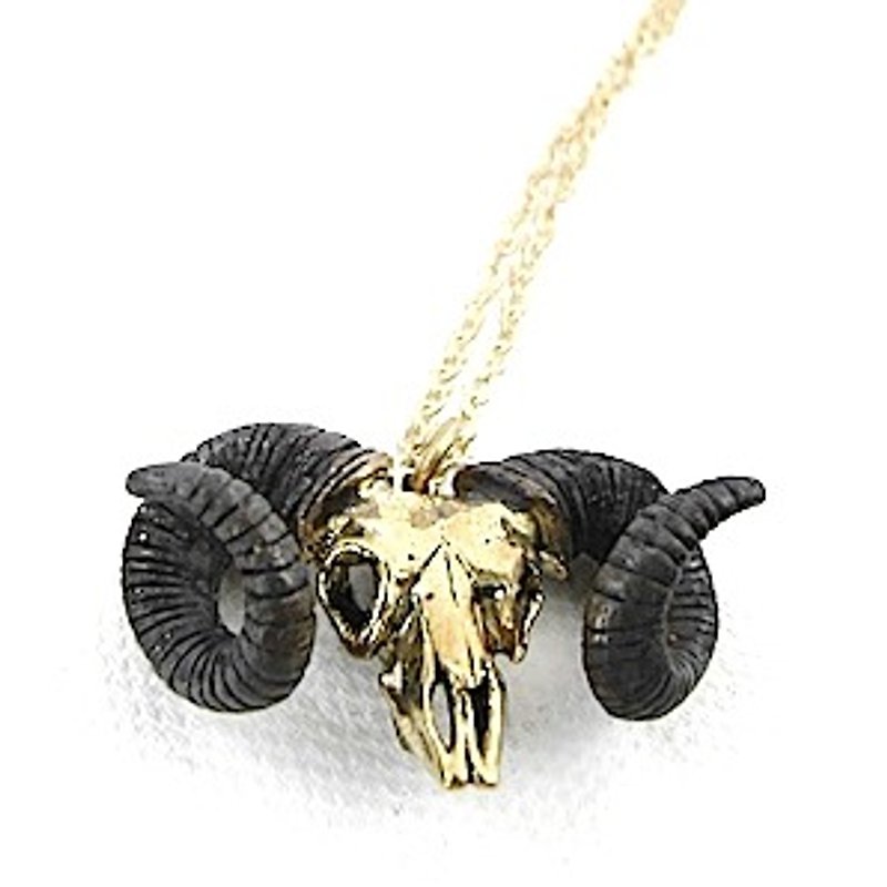 Ramble skull Zodiac pendant in brass - 项链 - 其他金属 金色