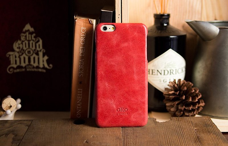 alto iPhone 6 Plus/6S Plus 真皮手机壳背盖， Original - 珊瑚红 [可加购定制文字雷雕] 皮革 保护套 Leather Case - 手机壳/手机套 - 真皮 红色