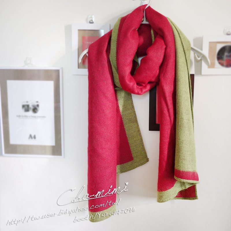 Cha mimi。温暖过冬。正反两面双色编织围巾 - 丝巾 - 其他材质 红色