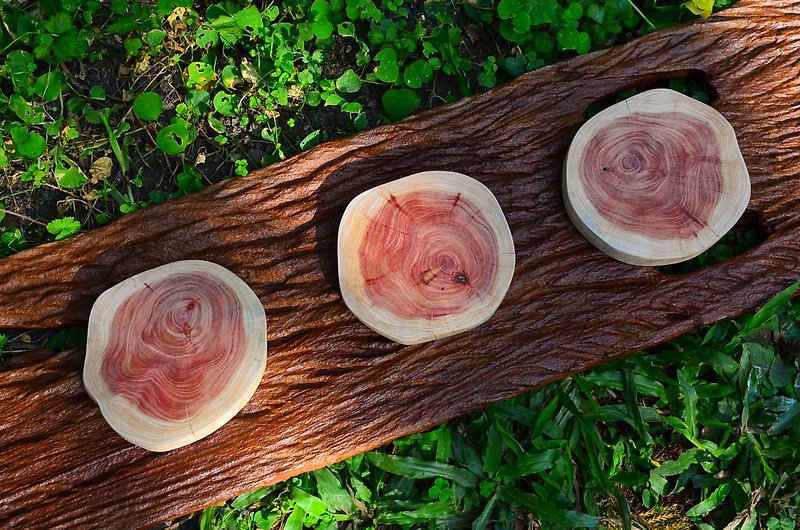 "淡淡木头香"--30年老龙柏玫瑰红杯垫 - 杯垫 - 木头 咖啡色
