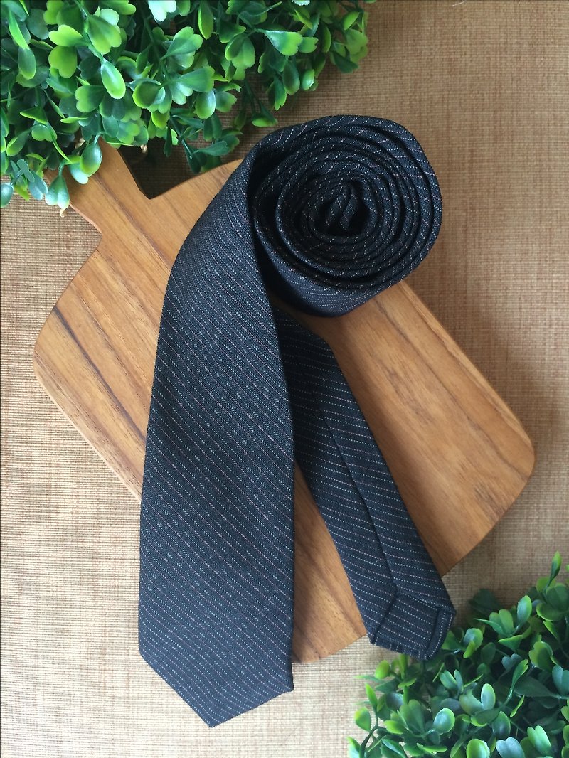 复古领带 - 黑色 - 领带/领带夹 - 棉．麻 黑色