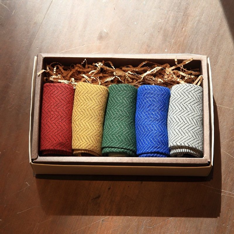 林果良品 人字绅士袜礼盒 五色组 - 袜子 - 棉．麻 多色