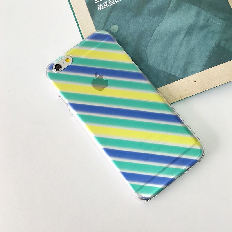 香港原创设计 黄蓝绿色简约彩色斜纹 iPhone Samsung 透明手机壳 - 其他 - 塑料 