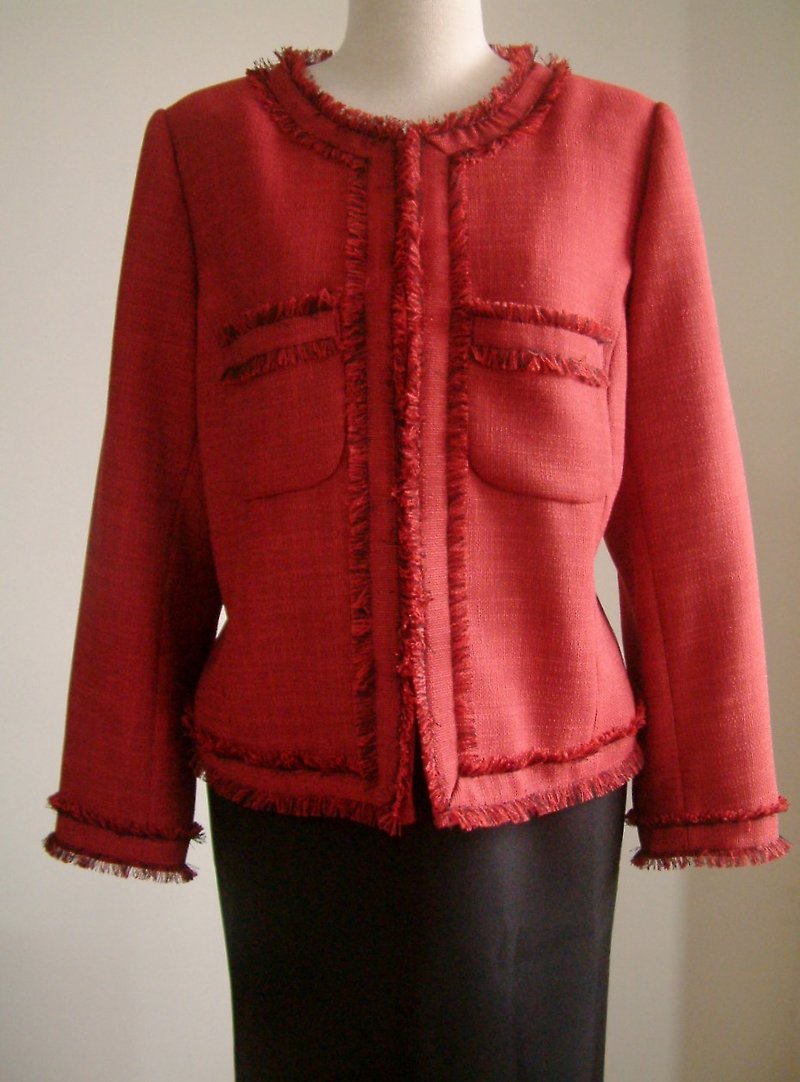 小香风外套-玫瑰红 - 女装休闲/机能外套 - 其他材质 红色