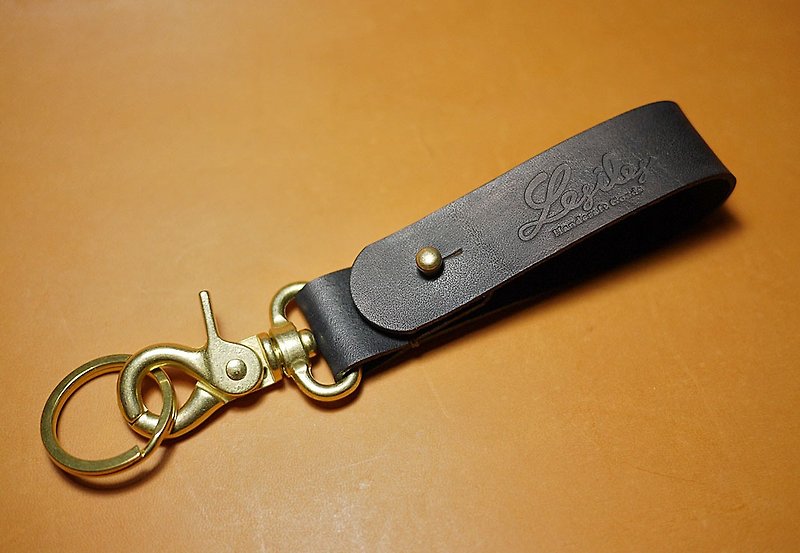 皮革钥匙圈 昆布黑色 - 钥匙链/钥匙包 - 真皮 黑色