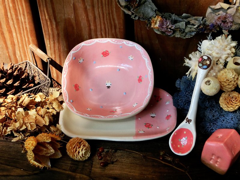 小兔子陶瓷下午茶组合 - 花瓶/陶器 - 其他材质 粉红色