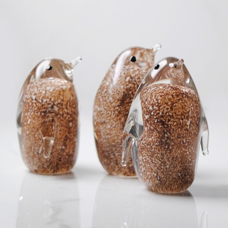 7cm【南极企鹅】Penguin Baby 企鹅宝宝 玻璃艺术 (1只)不雕刻作品 - 摆饰 - 玻璃 咖啡色