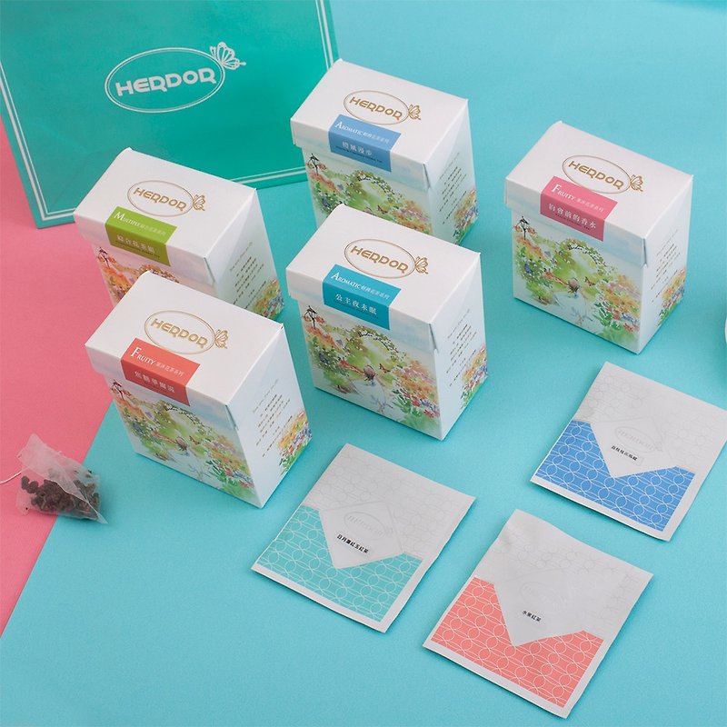 【88折】5盒特惠组合花茶 / 三角茶包 / 多种口味 - 茶 - 其他材质 粉红色