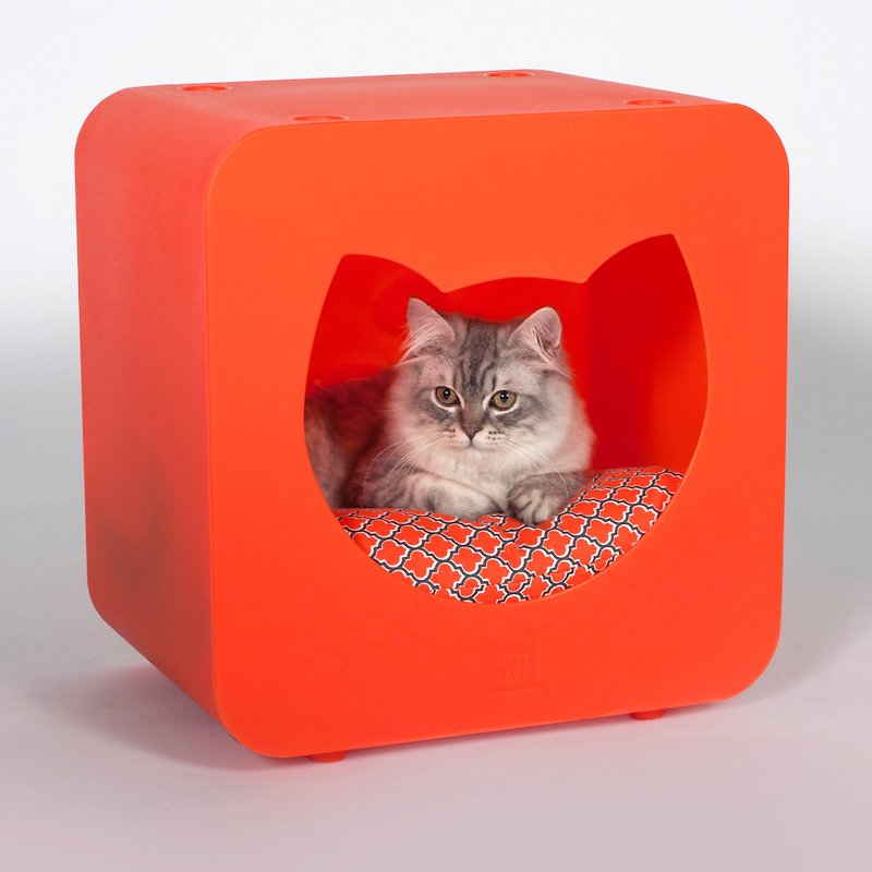 [STUDIO MANGO] 组合式猫屋猫屋猫箱连软垫 (可拆式) KITTY KASA-Bedroom - 床垫/笼子 - 塑料 橘色