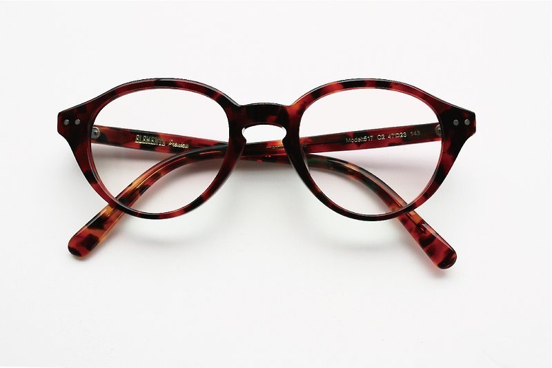 梨型框眼镜 复古文青造型 日本手造 - 眼镜/眼镜框 - 其他材质 红色