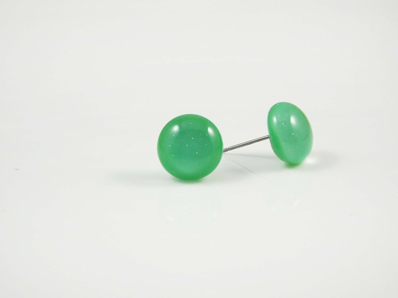 手工琉璃耳环-气泡绿 - 耳环/耳夹 - 玻璃 绿色