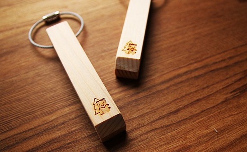 【美国红桧】台湾黑熊钢索钥匙圈 - 钥匙链/钥匙包 - 木头 绿色