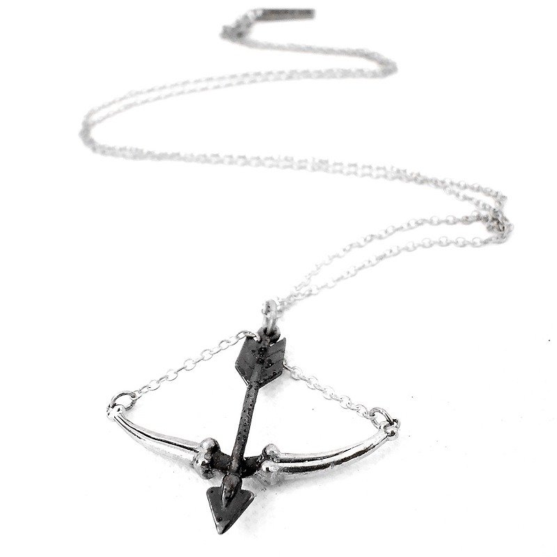 Zodiac pendant Archer bone for Sagittarius in white bronze and oxidized antique color ,Rocker jewelry ,Skull jewelry,Biker jewelry - 项链 - 其他金属 