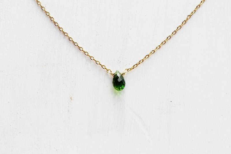 5月诞生石-透辉石 Diopside ブラックスタ锁骨项链 - 项链 - 宝石 绿色