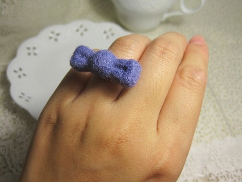 羊毛毡 啾啾戒指- 聪慧紫 - 戒指 - 羊毛 紫色