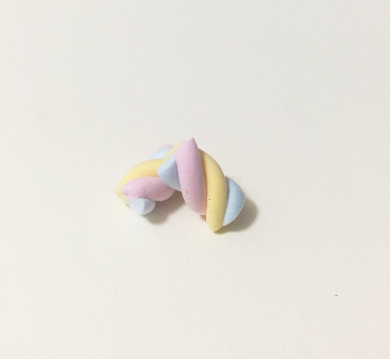 棉花糖耳环组(粉黄蓝配色)(两个一组)(可改耳夹式) - 耳环/耳夹 - 粘土 多色