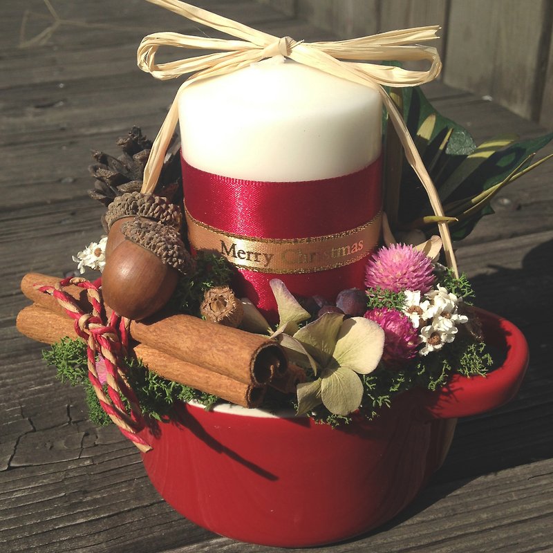 [圣诞暖胃限定] 温暖蜡烛红锅干燥花礼 交换礼物 - 干燥花/捧花 - 植物．花 红色