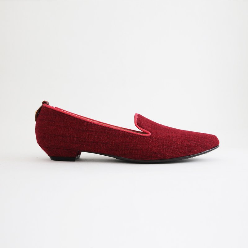 Denim Red (魅力红) Heeled Loafers 丹宁乐福 | WL - 女款牛津鞋/乐福鞋 - 真皮 红色