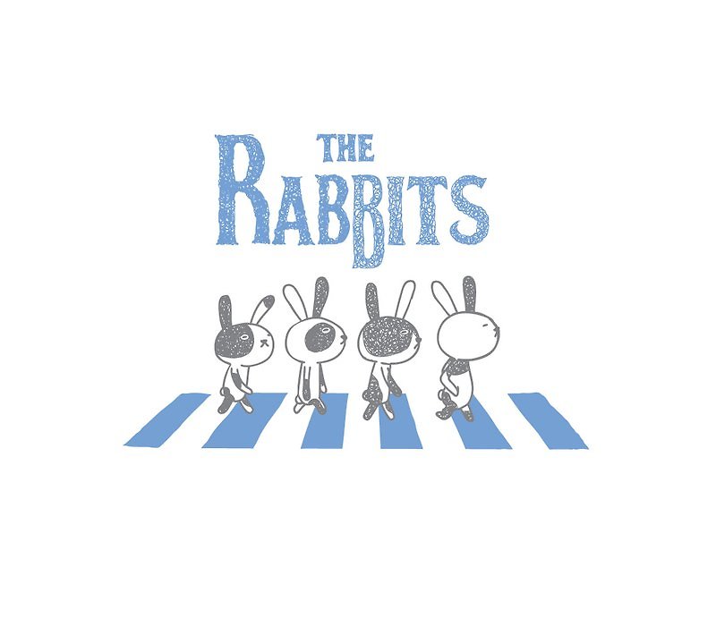 | the Rabbits(海军蓝) | - 女装 T 恤 - 棉．麻 白色