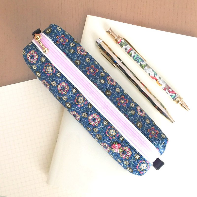 和文様ペンケース【絹】 - 铅笔盒/笔袋 - 其他材质 蓝色