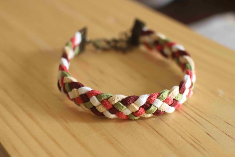 编织手环--韩国麂皮绒【香堤上的偶遇】 - 手链/手环 - 真皮 红色