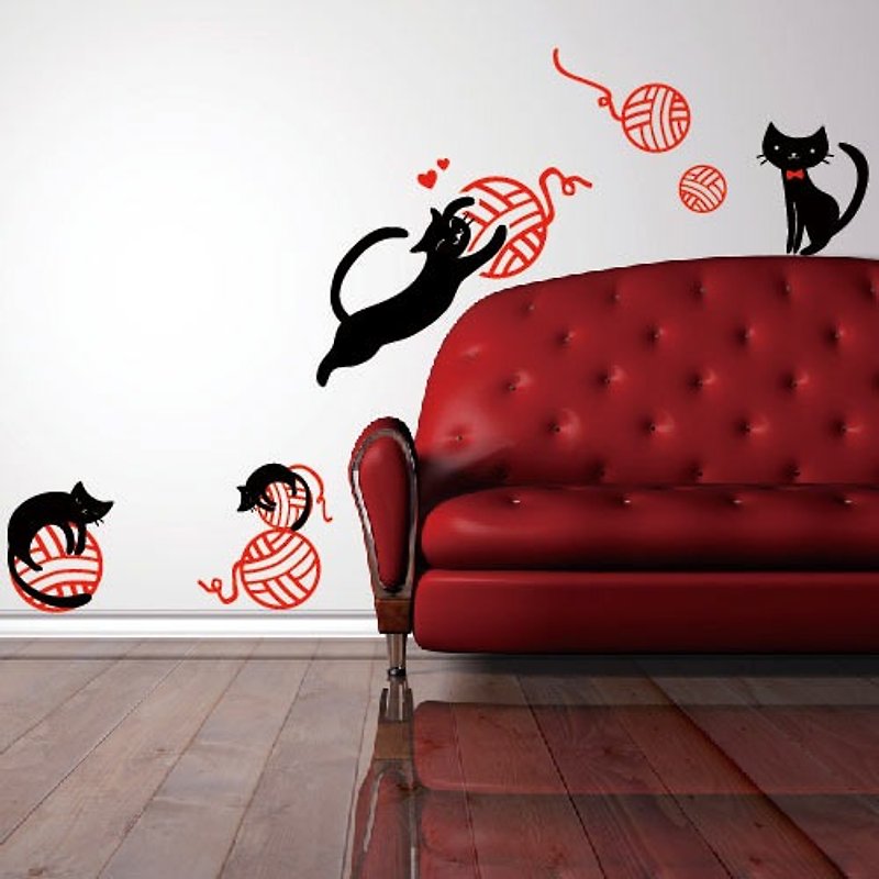 《Smart Design》创意无痕壁贴◆调皮毛线猫 - 墙贴/壁贴 - 塑料 