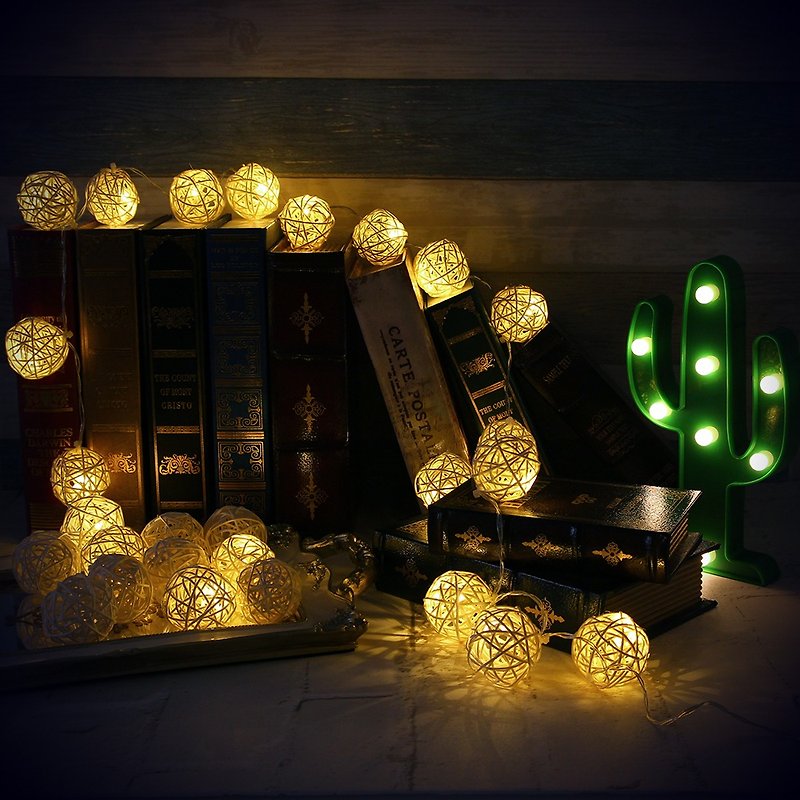 创意灯饰 藤球灯串 电池款 霭霭白雪 长度2M LED气氛灯 圣诞节 - 灯具/灯饰 - 竹 白色