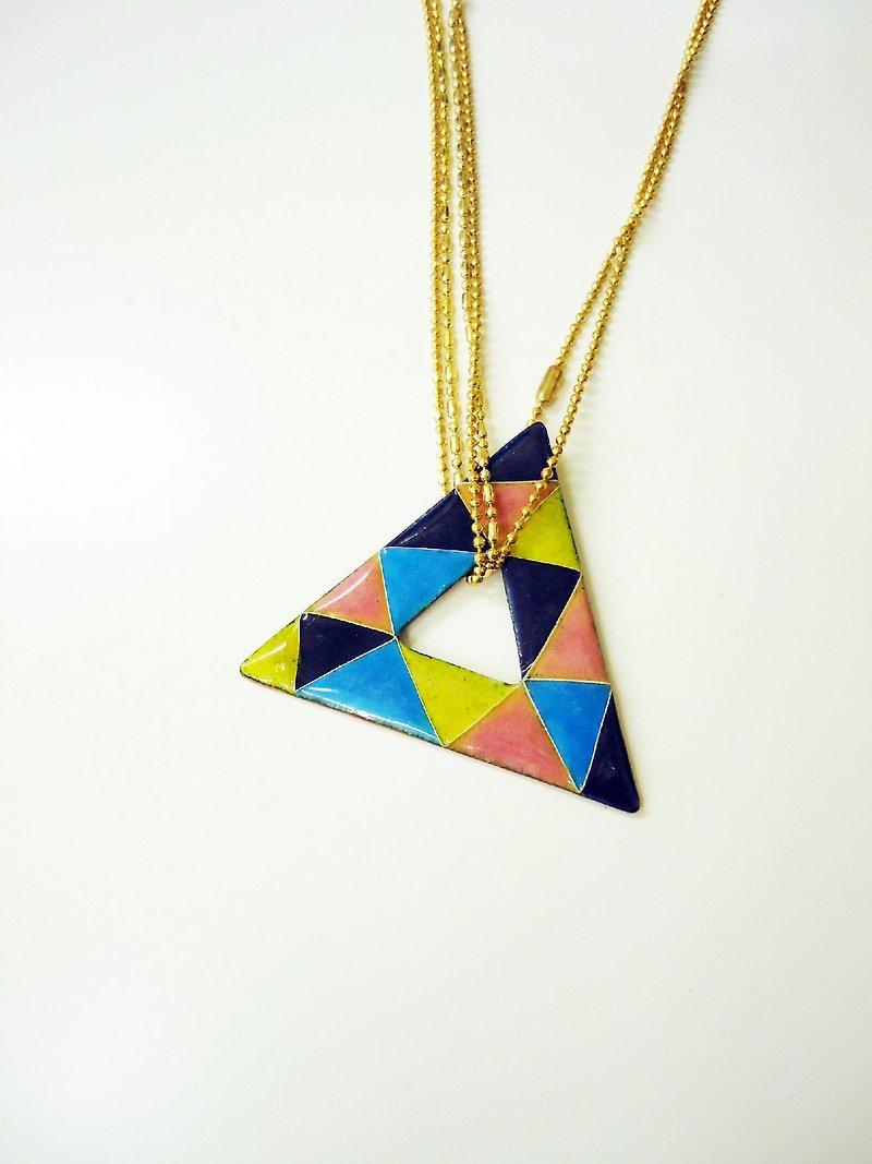 Triangle 三角形造型珐琅项链(双面配戴) / 曾宝仪节目配戴款 - 项链 - 其他金属 蓝色