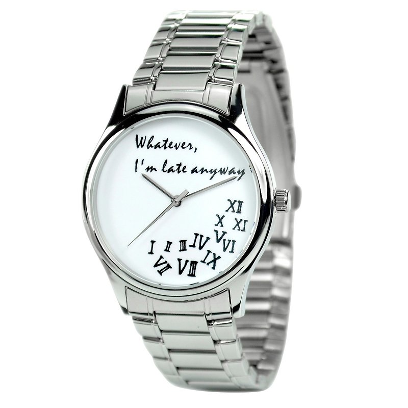 疯狂罗马字手表(白色) 配钢带 - 中性手表 - 男表/中性表 - 其他金属 灰色