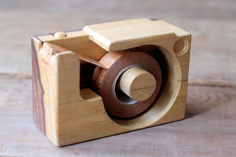 手工木制微型相机▣  胶台 - 纸胶带 - 木头 黄色