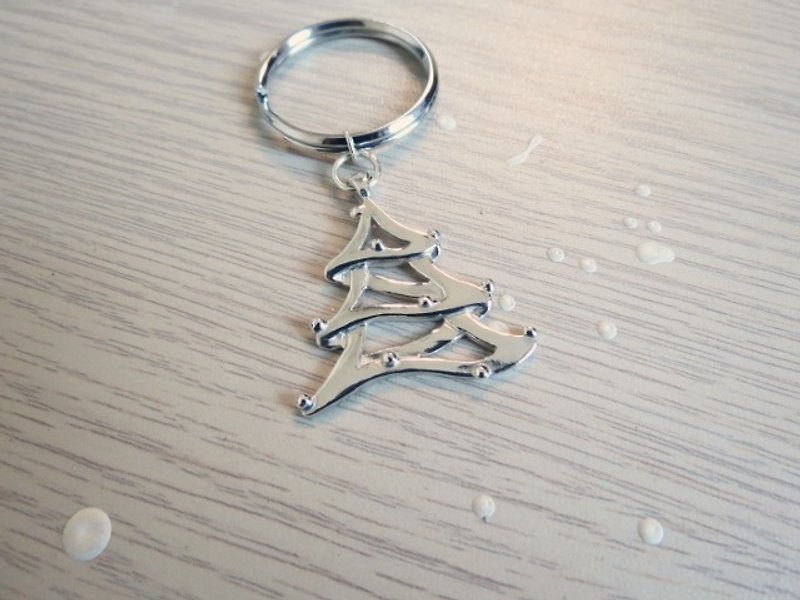 圣诞树钥匙圈 (纯银钥匙圈 手工银饰 圣诞礼物 交换礼物) - 钥匙链/钥匙包 - 纯银 银色